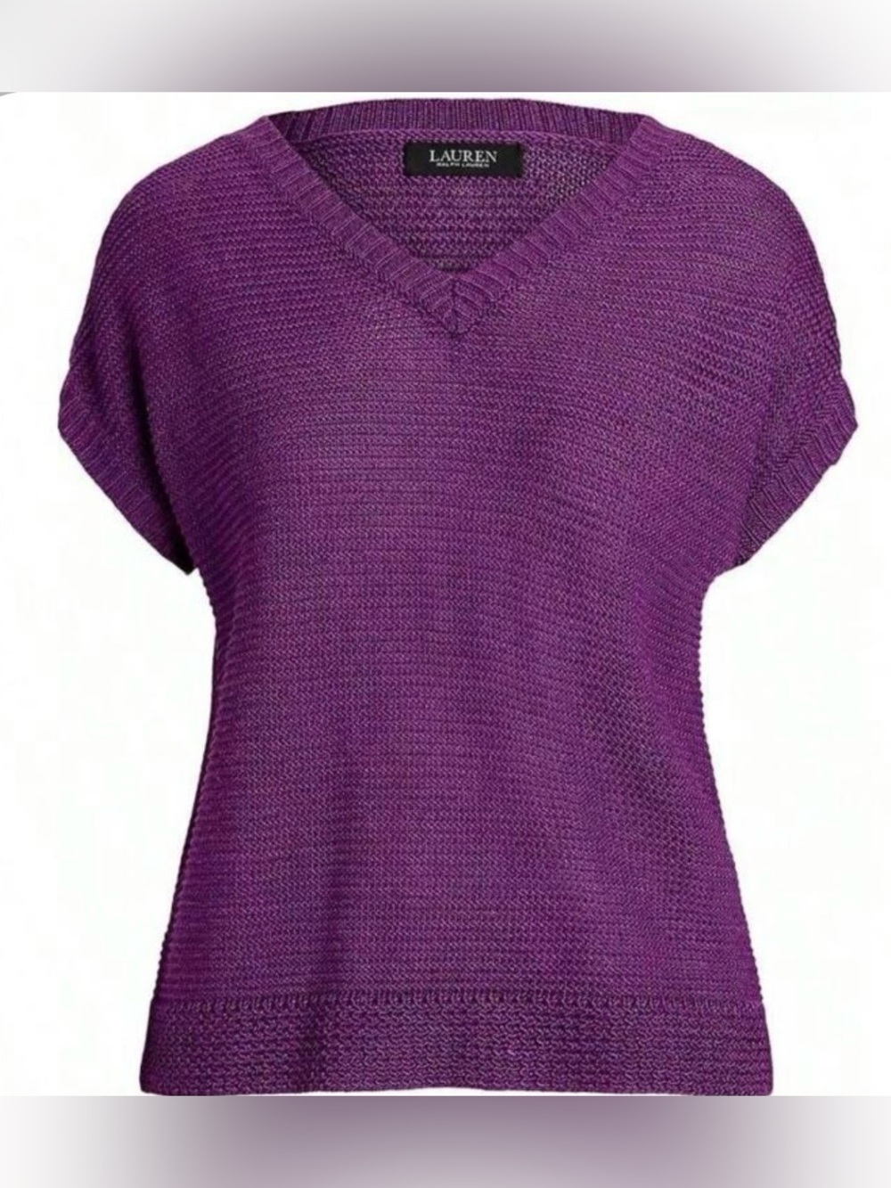 LN WOMEN XL (bust 48”) LAUREN RALPH LAUREN LINEN BLEND SWEATER PURPLE